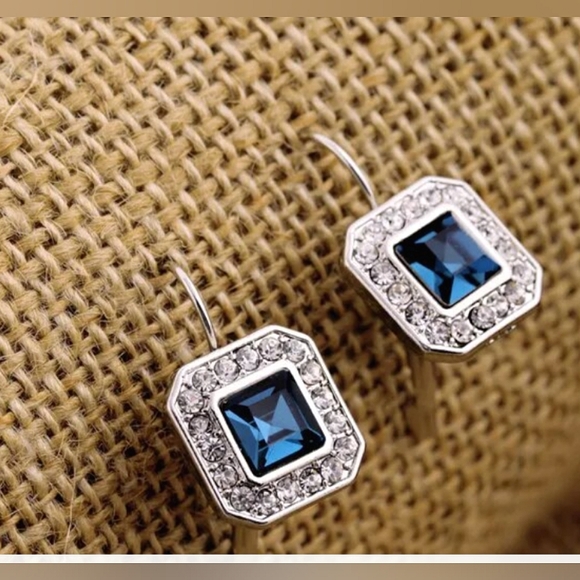 Leverback Blue Zircon Drop Earrings - Picture 8 of 15